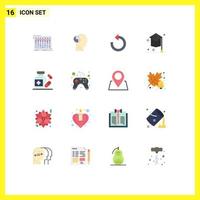 16 Universal Flat Color Signs Symbols of university education mind degree repeat Editable Pack of Creative Vector Design Elements