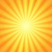 Abstract Orange Sun or Sunburst Background. Sunray, Sunlight, Sunshine, or Sunbeam Backdrop. Graphic Template for Banner, or Advertising Design. Summer Theme Wallpaper. Free Vector Illustration.