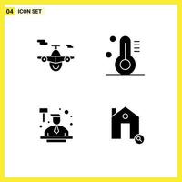 Pack of creative Solid Glyphs of airplane hitting world weather buildings Editable Vector Design Elements