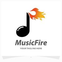 music fire logo design template vector