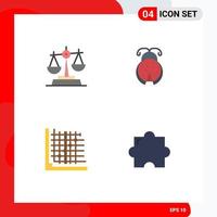 conjunto moderno de 4 iconos planos pictograma de gdpr corrección baluance ladybug forma elementos de diseño vectorial editables vector