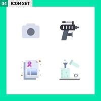 Universal Icon Symbols Group of 4 Modern Flat Icons of camera health ui tool cancer sign Editable Vector Design Elements