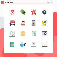 Set of 16 Modern UI Icons Symbols Signs for user personal a people communication Editable Pack of Creative Vector Design Elements