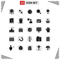 Modern Set of 25 Solid Glyphs Pictograph of plent search buoy magnify general Editable Vector Design Elements