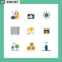 Pack of 9 Modern Flat Colors Signs and Symbols for Web Print Media such as page sale boat offer product Editable Vector Design Elements