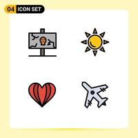 Set of 4 Modern UI Icons Symbols Signs for easter heart old shinning like Editable Vector Design Elements