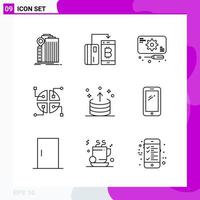 Line Icon set Pack of 9 Outline Icons isolated on White Background for Web Print and Mobile vector