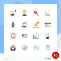 Pack of 16 Modern Flat Colors Signs and Symbols for Web Print Media such as lower cost food consumption night Editable Pack of Creative Vector Design Elements