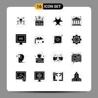 Group of 16 Solid Glyphs Signs and Symbols for city science business sign bio Editable Vector Design Elements