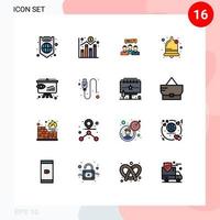 Universal Icon Symbols Group of 16 Modern Flat Color Filled Lines of business bell chat alarm meeting Editable Creative Vector Design Elements