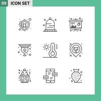 9 Thematic Vector Outlines and Editable Symbols of sun device smart chart closed cctv Editable Vector Design Elements
