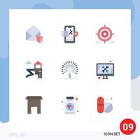 Flat Color Pack of 9 Universal Symbols of information garden target park objective Editable Vector Design Elements