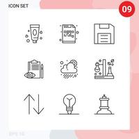 9 User Interface Outline Pack of modern Signs and Symbols of plan checklist computers backlog gadget Editable Vector Design Elements