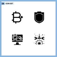 User Interface Pack of Basic Solid Glyphs of add screen cryptocurrency security presentation Editable Vector Design Elements