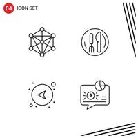 Set of 4 Modern UI Icons Symbols Signs for data direction machine kneef left Editable Vector Design Elements