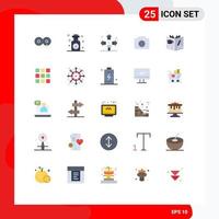 Pack of 25 Modern Flat Colors Signs and Symbols for Web Print Media such as education basic direction image problem Editable Vector Design Elements