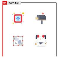 4 User Interface Flat Icon Pack of modern Signs and Symbols of arrow drawing signs message point Editable Vector Design Elements