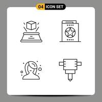 Set of 4 Modern UI Icons Symbols Signs for box beauty presentation halloween makeup Editable Vector Design Elements