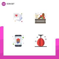 Pack of 4 Modern Flat Icons Signs and Symbols for Web Print Media such as gallert home automation wedding food home wifi Editable Vector Design Elements