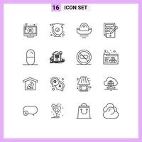 Universal Icon Symbols Group of 16 Modern Outlines of color fill color bucket verify bucket support Editable Vector Design Elements