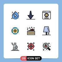 Universal Icon Symbols Group of 9 Modern Filledline Flat Colors of party dollar chat target dart Editable Vector Design Elements