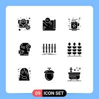 Set of 9 Modern UI Icons Symbols Signs for arrow graduation search education drink Editable Vector Design Elements