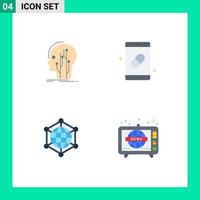 Group of 4 Flat Icons Signs and Symbols for data pills knowledge health data Editable Vector Design Elements