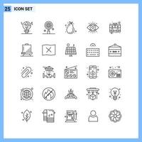 25 Icons Line style Creative Outline Symbols Black Line Icon Sign Isolated on White Background vector