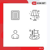 Pack of 4 Modern Filledline Flat Colors Signs and Symbols for Web Print Media such as bakery male food lamp person Editable Vector Design Elements