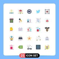 Universal Icon Symbols Group of 25 Modern Flat Colors of cube social money network transportation Editable Vector Design Elements