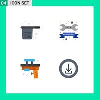 4 iconos creativos signos y símbolos modernos de tazas de día de cocción reparación pistola elementos de diseño vectorial editables vector