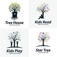 Set of Tree Logo Design Templates vector