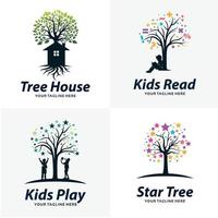 Set of Tree Logo Design Templates vector