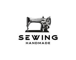 Simple illustration of manual sew machine logo. tailor shop logo design template vector