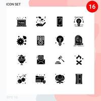 16 User Interface Solid Glyph Pack of modern Signs and Symbols of drawing solution phone idea samsung Editable Vector Design Elements