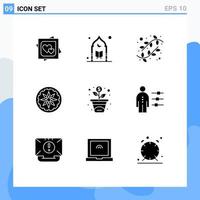 Modern Set of 9 Solid Glyphs Pictograph of financing country prayer circle easter Editable Vector Design Elements