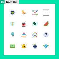 16 Flat Color concept for Websites Mobile and Apps insect butterfly talent text align Editable Pack of Creative Vector Design Elements