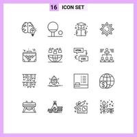 paquete de iconos de vector de stock de 16 signos y símbolos de línea para maleta breve marcador bolsa brillante elementos de diseño de vector editables