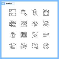 Modern Set of 16 Outlines and symbols such as learning potato mic mashed food Editable Vector Design Elements