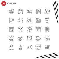 Mobile Interface Line Set of 25 Pictograms of next file cloud development coding Editable Vector Design Elements