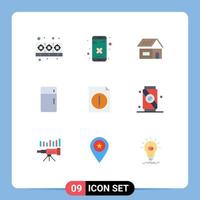 User Interface Pack of 9 Basic Flat Colors of alert home building furniture appliances Editable Vector Design Elements