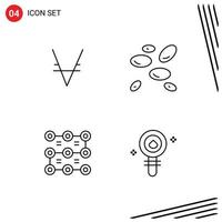 Pictogram Set of 4 Simple Filledline Flat Colors of via coin pattern crypto currency white blood cells security Editable Vector Design Elements