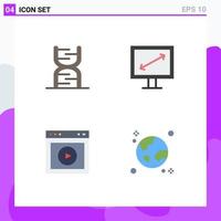 Mobile Interface Flat Icon Set of 4 Pictograms of biology ui dna display web Editable Vector Design Elements