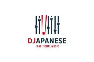 DJ Japanese Traditional Music Logo Design Template vector