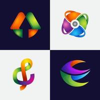 conjunto de diseño de logotipo abstracto degradado vector