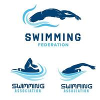 conjunto de diseño de logotipo de natación vector
