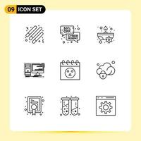 Outline Pack of 9 Universal Symbols of system hardware sale desktop flower Editable Vector Design Elements
