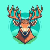 Deer hunting Wild life vintage logo design illustration vector