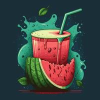 Fresh a glass of watermelon juice smoothies vector illustration for logo or poster
