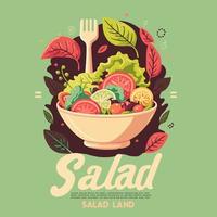 Green salad of fresh vegetables in a  salad bowl object isolated background vector